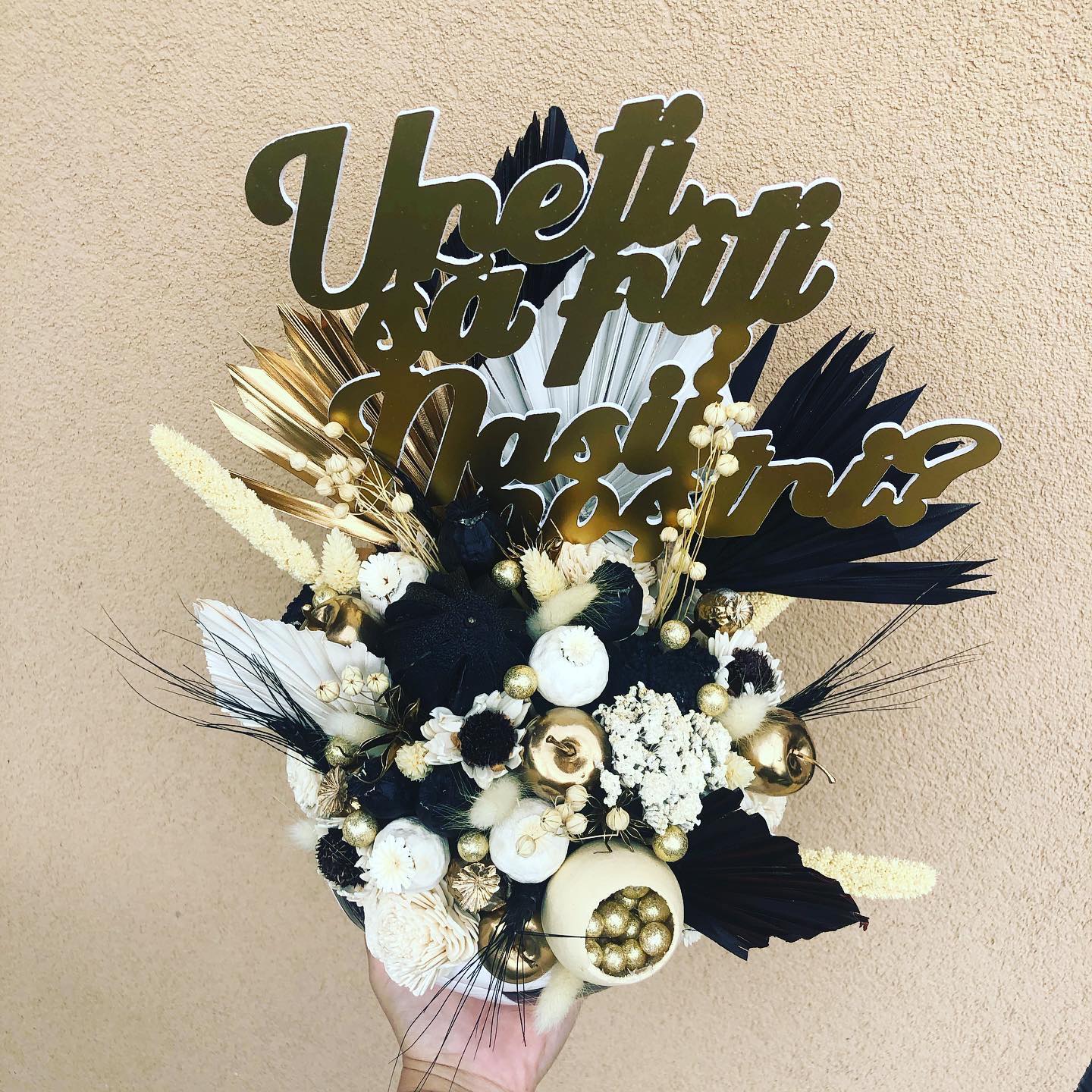 buchet pentru nasi cu flori uscate