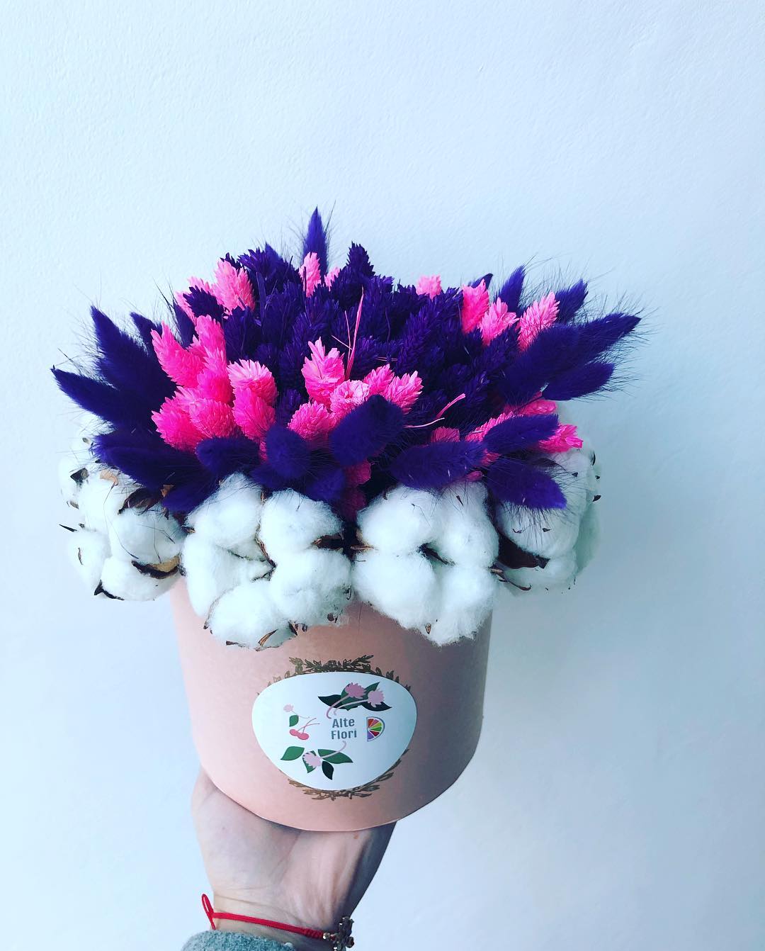 buchet cu flori de bumbac